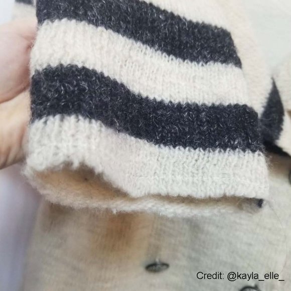 Free People Wool & Linen Earned Stripes Sweater Jacket M - Picture 9 of 13